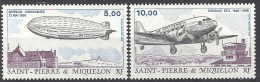 1988 Saint Pierre Et Miquelon N°  PA 66 Et 67 Nf** . Sous Faciale . Zeppelin Hindenburg  . Douglas DC3 - Neufs