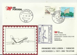 PORTUGAL ERST FLUG 1983 CARACAS - Briefe U. Dokumente