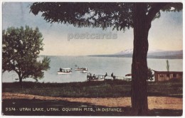 EARLY UTAH LAKE SCENE WITH BOATS - OQUIRRH MOUNTAINS UT  - Ca 1910s Vintage Postcard - Other & Unclassified