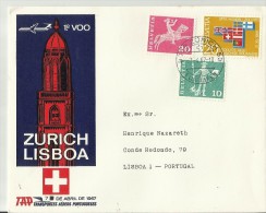 PORTUGAL ERST FLUG 1967 ZURICH - Brieven En Documenten