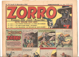 Zorro Hebdomadaire N°79 Du Jeudi 4 Décembre 1947 La Mission De Zorro - Zorro