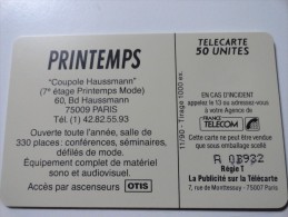 VERY  RARE : DOUBLE NUMEROTATION SUR : PRINTEMPS COUPOLE HAUSSMANN MINT CARD ISSUE 1000EX - Variedades