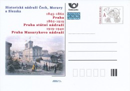 Czech Rep. / Postal Stat. (Pre2011/48) Masaryk Railway Station (Prague) Historic Building In The XIX. Century - Cartes Postales