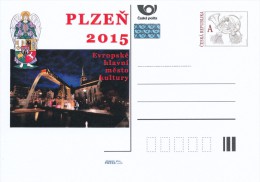 Czech Rep. / Postal Stat. (Pre2011/52) European Capital Of Culture PLZEN 2015, Square - Fountain (camel) - Postkaarten