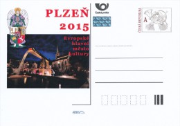 Czech Rep. / Postal Stat. (Pre2011/52) European Capital Of Culture PLZEN 2015, Square - Fountain (camel) - Postcards