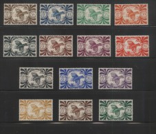 NEW CALEDONIA 1942 FREE FRENCH BIRDS DEFINITIVE ISSUE SET OF 14 LHM BIRD - Nuevos