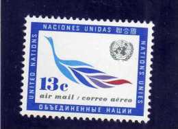 UNITED NATIONS NEW YORK - ONU - UN - UNO 1963 AIR MAIL POSTA AEREA BIRD OF LAUREL LEAVES UCCELLO FOGLIE LAURO MNH - Luftpost