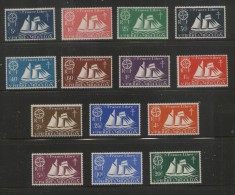 ST PIERRE & MIQUELON 1942 FREE FRENCH FISHING TRAWLER DEFINITIVE ISSUE SET OF 14 LHM SHIP BOAT - Neufs