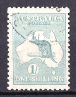 Australia 1920 Kangaroo 1s Blue-Green 3rd Wmk SIDEWAYS Die II B Used - Gebruikt