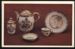 Set With A Coat Of Arms And Monogram-imperial Porcelain Factory-saint Petersburg-unused,perfect Shape - Porseleinkaarten