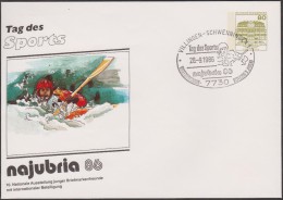 Allemagne 1986. Privatganzsache, Entier Postal Timbré Sur Commande. Najuba´86. BD, Journée Des Sports, Kayak - Canoa
