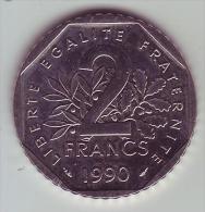 2 Francs Semeuse Nickel - 1990 - SUP/SPL - 2 Francs