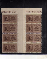 ITALIA REGNO ITALY KINGDOM 1945  LUOGOTENENZA PNEUMATICA CENT. 60 GUTTER PAIRS BLOCK BLOCCO PONTE MNH - Mint/hinged