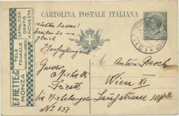 Italia Entier Postale Interie Postale 15 Centesimi Trieste - Wien Austria 1920 - Ganzsachen
