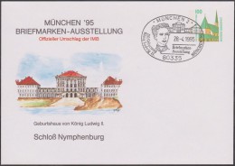 Allemagne 1995. Privatganzsache, Entier Postal Timbré Sur Commande. Château De Nymphenburg Lieu De Naissance De Louis II - Châteaux