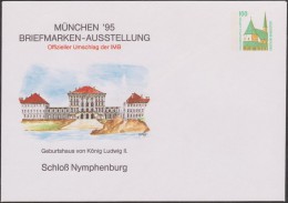 Allemagne 1995. Privatganzsache, Entier Postal Timbré Sur Commande. Château De Nymphenburg Lieu De Naissance De Louis II - Châteaux