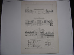 KRAFFT RANSONNETTE XIXe House Castle PARIS Maison La Thuille Rue Poissonniere Batie Par Durand En 1788 30X44 Cm - Architectuur