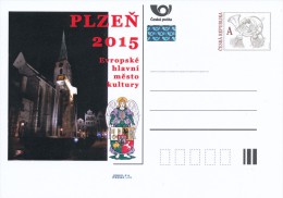 Czech Rep. / Postal Stat. (Pre2011/94) European Capital Of Culture PLZEN 2015 (3 Pcs) Fountain (angel, Camel, Greyhound) - Ansichtskarten