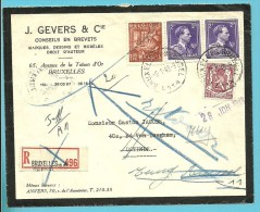 479+693+762 Op Rouwbrief (lettre De Deuil) Aangetekend Met Stempel BRUXELLES Naar OSTENDE, Strookje AFWEZIG... - 1948 Export