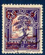GRAND LIBAN 1928-29 N° 116 OBLITERE VARIETE DE SURCHARGE EFFACEE AU CENTRE TB - Oblitérés