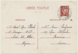 Entier Postal Pétain 1f20 De Sidi-Bel-Abes Du 1-9-42 Pour Amiens - Brieven En Documenten