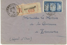 N°83 Sur Lettre Rec. De Alger Belcourt Du 15-7-30 Pour Zemmora - Storia Postale