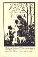 "Heilige Liebe Wunderschein", Scherenschnitt AK, 1936 - Silhouetkaarten
