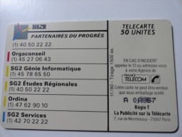VERY RARE : DOUBLE NUMEROTATION SUR@ SG2 PARTENAIRE DU PROGRES@ USED CARD ISSUE 1500EX - Errors And Oddities