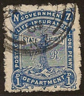NZ 1891 1d Life Insurance SG L14x U #GV21 - Dienstmarken
