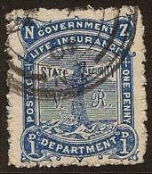 NZ 1891 1d Life Insurance SG L14x U #GV21 - Oficiales