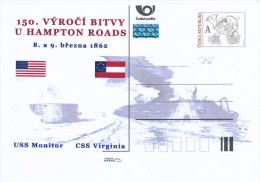 Czech Rep. / Postal Stat. (Pre2012/15) 150th Anniversary Of The Battle Of Hampton Roads (1862) USS Monitor, CSS Virginia - Postkaarten