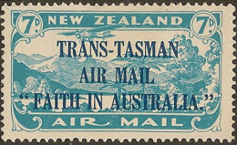 NZ 1934 7d Trans-Tasman SG 554 HM #HF117 - Corréo Aéreo