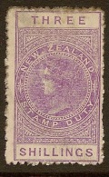 NZ 1882 3/- Mauve Fiscal SG F58 HM* #HF115 - Fiscali-postali