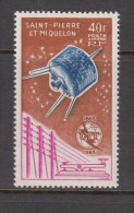 St Pierre & Miquelon 1965 Air Issue ITU Satellite Single MNH , Minor Gum Issue - Unused Stamps