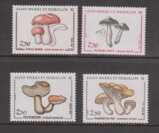 St Pierre & Miquelon 1987 - 1990 Mushroom Fungi Set 4 MNH - Unused Stamps