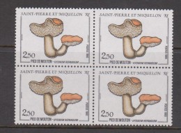 St Pierre & Miquelon 1990 Mushroom Fungi Mydnum Repandum  Block 4 MNH - Unused Stamps