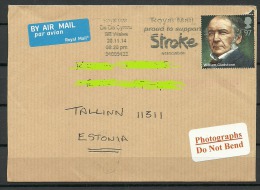 GREAT BRITAIN England 2014 Air Mail Cover To Estland Estonia Gladstone As Single - Lettres & Documents