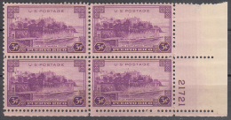 United States    Scott No  801      Mnh   Year  1937    Plate Number Block - Ungebraucht