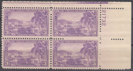 United States    Scott No  802      Mnh   Year  1937    Plate Number Block - Ungebraucht