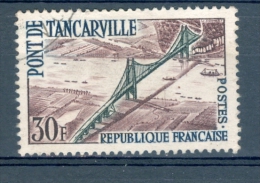 VARIÉTÉS FRANCE 1959 N° 1215   PONT DE TANCARVILLE  DOS TRACE CHARNIÈRES OBLITÉRÉ YVERT 15.00 € - Usados