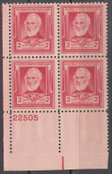 United States    Scott No  865      Mnh   Year  1940    Plate Number Block - Ungebraucht
