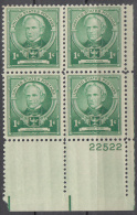 United States    Scott No  869      Mnh   Year  1940    Plate Number Block - Ungebraucht