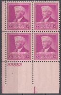 United States    Scott No  876     Mnh   Year  1940    Plate Number Block - Ungebraucht