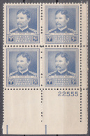 United States    Scott No  877     Mnh   Year  1940    Plate Number Block - Ungebraucht