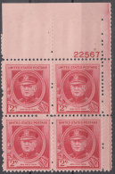 United States    Scott No  880     Mnh   Year  1940    Plate Number Block - Ungebraucht
