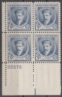 United States    Scott No  882     Mnh   Year  1940    Plate Number Block - Ungebraucht