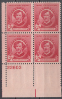 United States    Scott No  885     Mnh   Year  1940    Plate Number Block - Ungebraucht