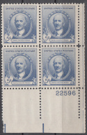 United States    Scott No  887     Mnh   Year  1940    Plate Number Block - Ungebraucht
