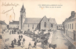 ¤¤  -    1135   -   MAROLLES-les-BRAULTS   -  Place De L'Eglise Un Jour De Marché   -  ¤¤ - Marolles-les-Braults