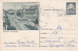 2468A  TRAMWAYS,THE REPUBLICII AVENUE-BUCURESTI POSTCARD POSTAL STATIONERY CIRCULATED 1955 - Tramways